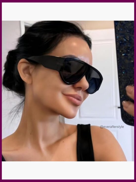 Retro Oversized Aviator Sunglasses Plastic Frame UV400 Lenses main image 2